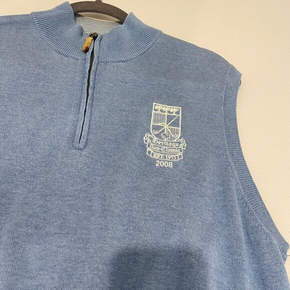 Peter Millar Crown Mens Vest Large Blue 1/4 Zip Cashmere‎ Silk Oldmoney Golf - Picture 2 of 9